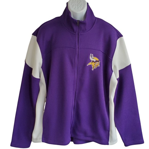 MINNESOTA VIKINGS Jacket Sweatshirt Full Zip Pockets Fleece Lined L/S Men's XL - Picture 1 of 9
